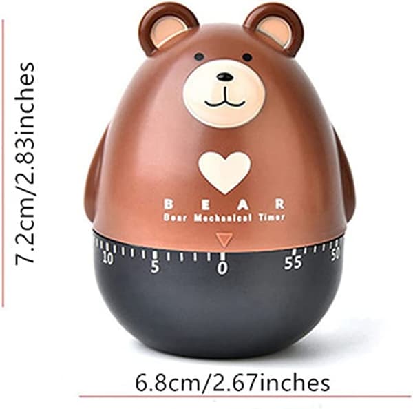 Cartoon Bear 60 Minuters Kök Timer Timer för Kök Bakning Matlagning, Klassrum, Badrum, Lärare och Barn (Brun)