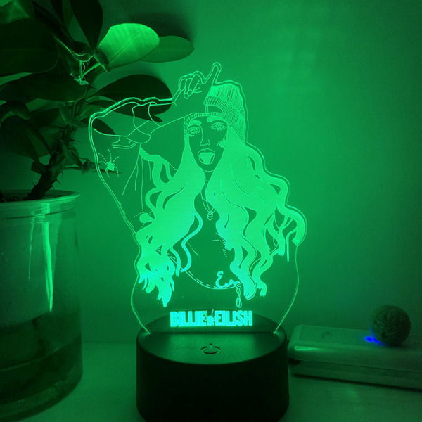 JUSTUP 3D LED-nattlampa Amerikansk popsångare 3D Illusionslampa för dekorativa lampor i sovrummet --- Svart säte