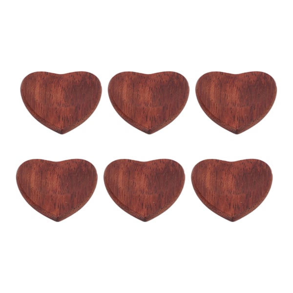 6PCS Guitar Pick Wooden Heart Shaped Burr Free Smooth Surface Guitar Accessories for Guitarist