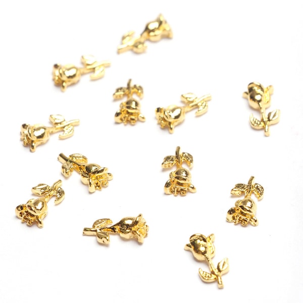 Nagelkonst Dekoration Legering Guld Stereoskopisk Ros Tillbehör DIY Manikyr (Knopptyp)