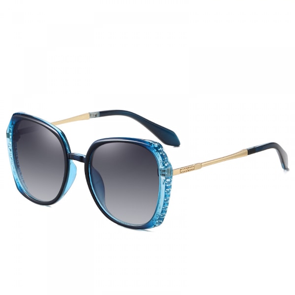 Retro Oversized Runda Polariserande Solglasögon för Kvinnor Stora Bågar Dam Shades