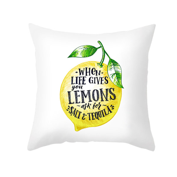 Citron efterårs pudebetræk Gult citron print pude blød moderne bondehus til soveværelse sofa stue 18 x 18 tommer（Citron 21）
