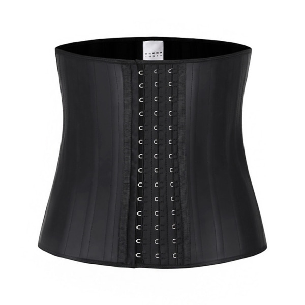 Kvinder 3 Kroge Latex Taljetræner Korset Body Shaper Sports Træning Cincher-Sort(M)