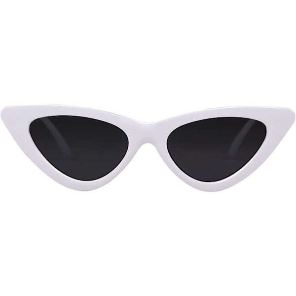 Retro Vintage Cat Eye aurinkolasit naisille, trendikkäät kapeat Cateye-kehyksiset aurinkolasit White Polarized Lense