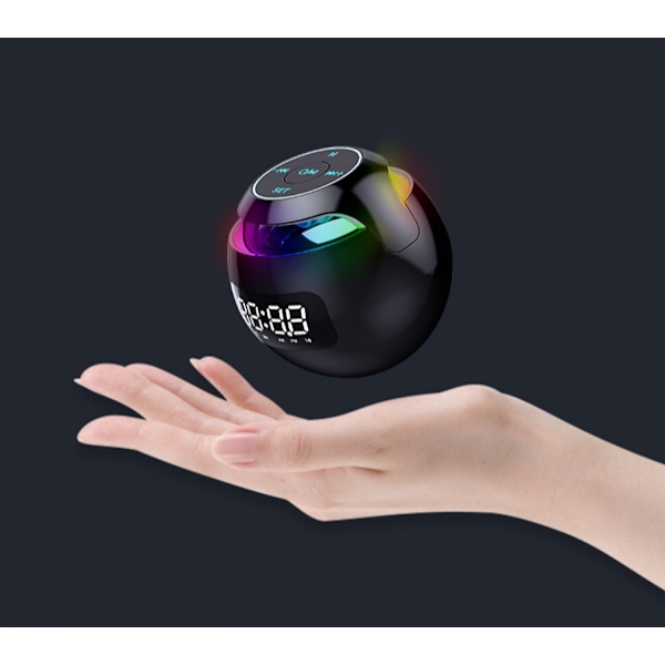 Nattlampa Bluetooth-högtalare, digital väckarklocka med 7 färger nattlampa dimbar, temperaturvisning