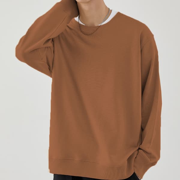 Rundhalset sweatshirt i uld, tyk, løs, blød pullover-sweatshirt XXL