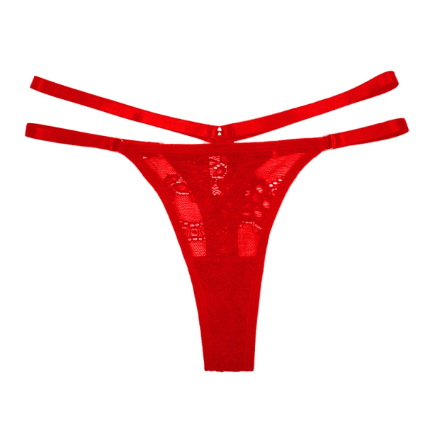 5-pack G-String stringtrosor för kvinnor Sexiga spetsar Lågfärgade underkläder för damer No Show T-back Tanga trosor, röd, L