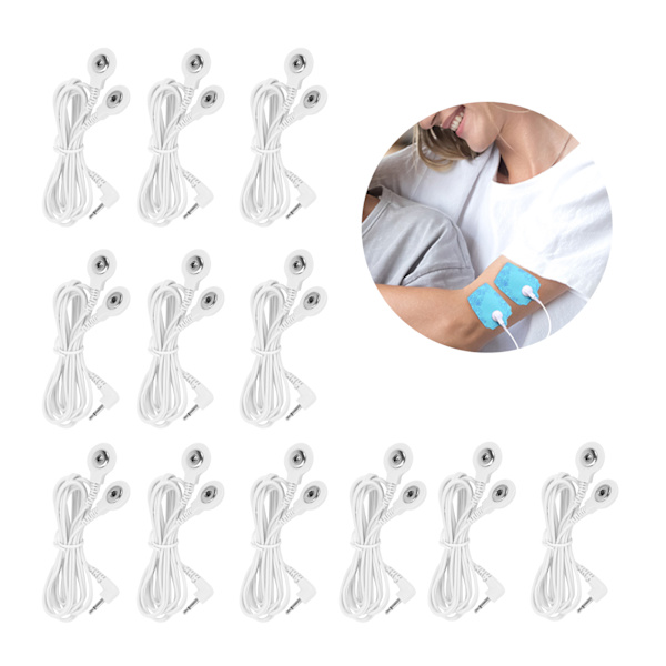 12 st DC 2,5 mm 2-grenars knapp elektrod ledningstråd kabel för digital TENS massagemaskin
