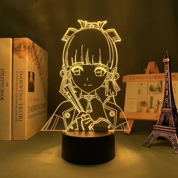WJ LED Anime Lampe Bord Genshin Impact Kamisato Ayaka Led Nattlys 3D Illusjon Nattlampe Hjem Rom Dekor (16 Farger med Fjernkontroll) Harakami - Kaguri Linghua