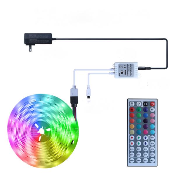 LED-ljusremsor rgb flexibel lågspänning 44 nyckel infraröd självhäftande 5051 Bluetooth-ljusremsa set 15m*2（30m） 12V