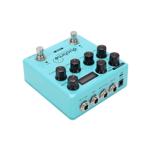 Dual Delay Engine Effekt Elektrisk Gitar Flere Modus Forsinkelser Pedal med 40 Sekunders Stereo Loop