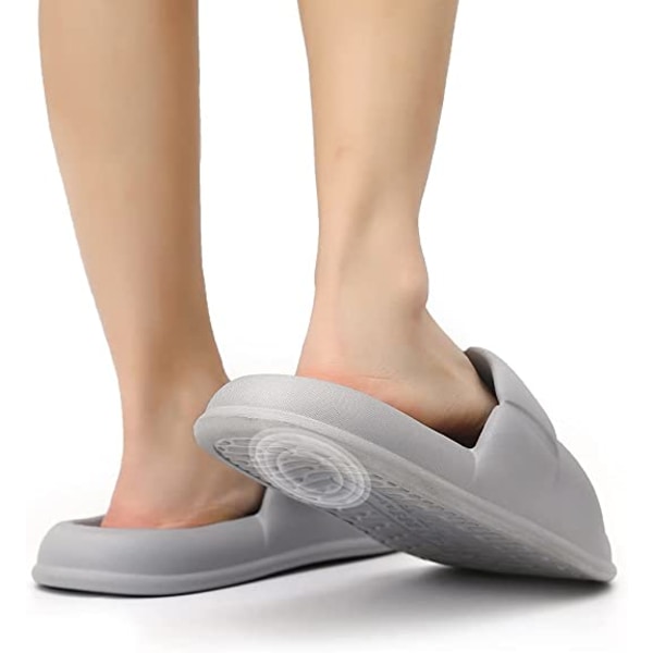 Pudeslippers til kvinder og mænd Cloud Slippers skridsikre hurtigtørrende badeværelses- og brusebadsslippers, åben tå bløde tykke slippers (grå)