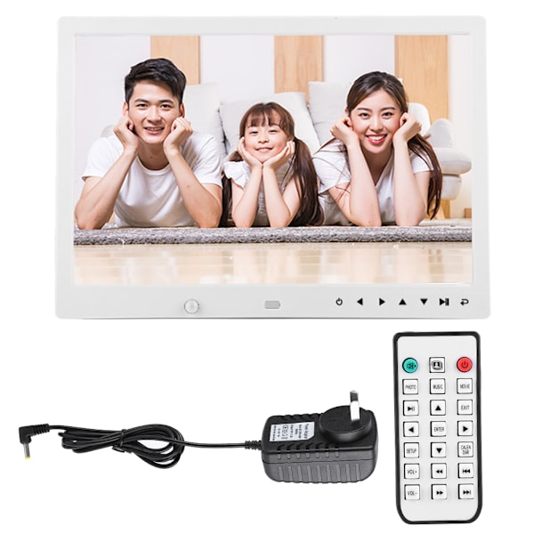 13\" HD Multifunktionell Rörelsedetektering Digital Fotoram Musik Filmspelare (Vit)