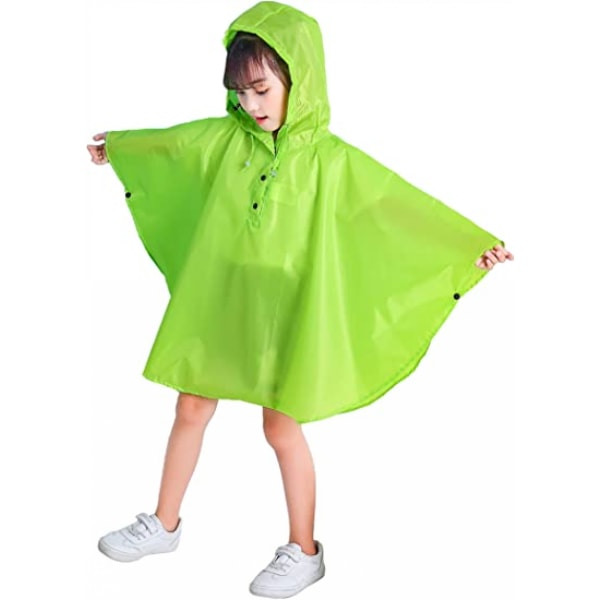 Rain Poncho Huvjacka för barn Regnkappa, gräsgrön, S