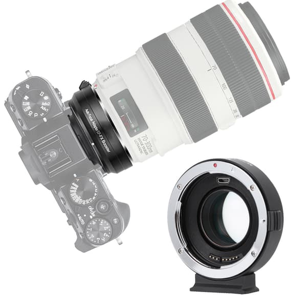 Autofokuserende adapterring til Canon EF/EF‑S-objektiv til Fuji spejlløst kamera FX-fatning
