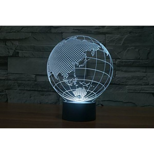 WJ 3D Asia Kart Fjernkontroll 16 Farger Nattlys Illusjon Akryl LED Bordlampe Sengesidelampe Barn Soverom Skrivebord Dekor Bursdagsgaver Leker for Barn