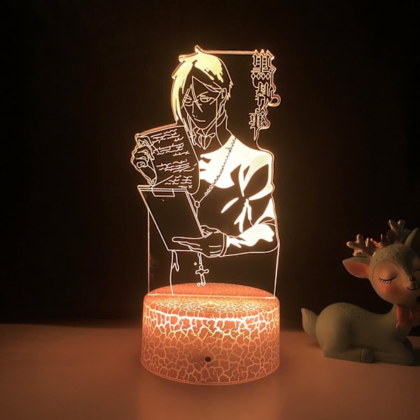 Anime Light Musta Butler Led Yövalo Makuuhuoneen Koristeluun Värikäs Yövalo Anime Lahja 3D Lamppu Musta Butler