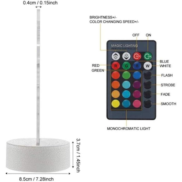 WJ Lastbil Form 3D LED Natlampe Børnedekoration USB Lampe Soveværelse Sove Lys 16 Farveændring USB Touch Base Gave Legetøj USB Kabel Dekoration Skrivebord