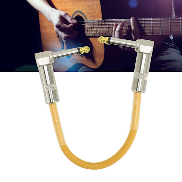 6 st gitarr patchkabel 6 tum 6,35 mm rätvinklig ljudkabel för effektpedal mixer förstärkare elgitarrer basar gul