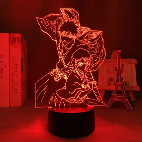 3D Illusion Lamp Nattlampa Anime Rukia Kurosaki Ichigo Action Figur Touch 7 Färg/Fjärrkontroll 16 Färg Mode Presenter (7 Färger Touch Stil) mytologisk figur