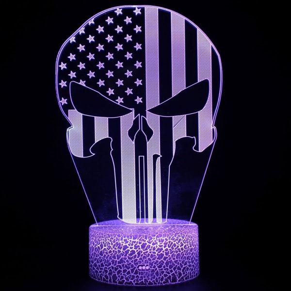 3D optisk lampe illusion natlys flag stemningslys 7 farve skiftende akryl LED natlys USB kabler børnelamper hvid base: Farverig touch Wicked - vit bas