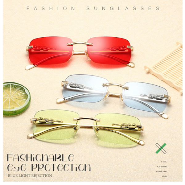 Nya Fashion Cat Eye Halvram Solglasögon Dam Solglasögon med Diamanter