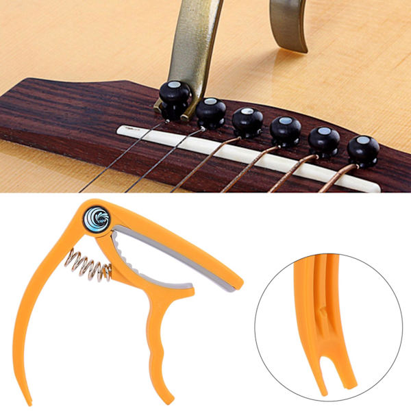 Plast Capo för Gitarr, Ställbar Capo för 4-6 Strängar Gitarr, Bas och Ukulele, Gul