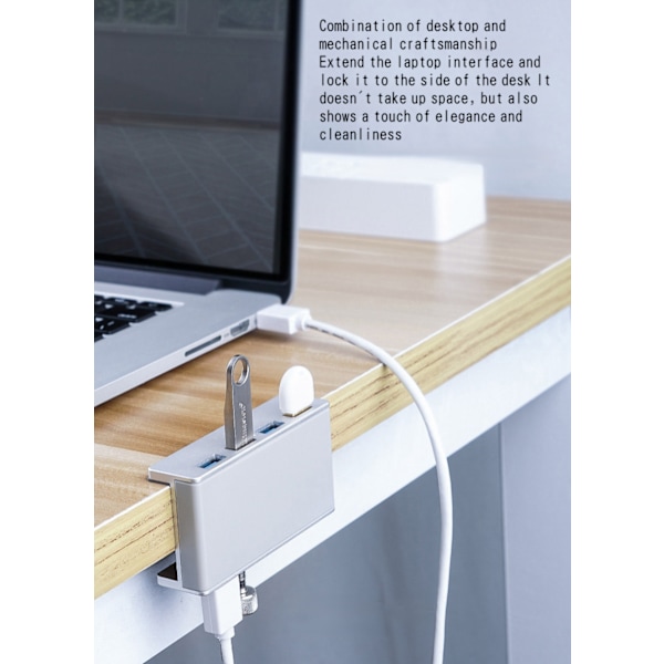 MH4PU Snap-in USB3.0-hub och splitter för bärbar dator Snap-in-förlängningshub