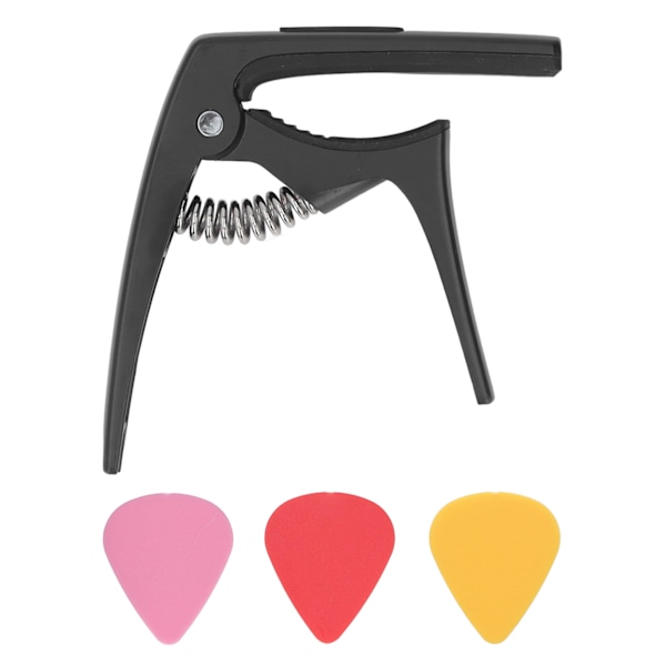 Gitarr Capo Metall Snabbkoppling Ukulele Gitarr Capo Set med 3 st Gitarr Plektrum för Mandolin Banjo Svart