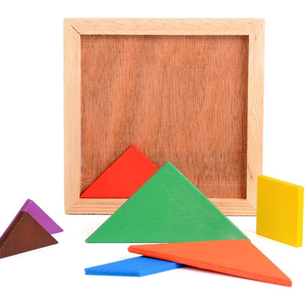 3 Otter Træ Tangram Puslespil, 4 Pakke Uddannelsesmæssige Tangram Former Puslespil Legetøj til Børn og Voksne, STEM Montessori Trælegetøj, Bra