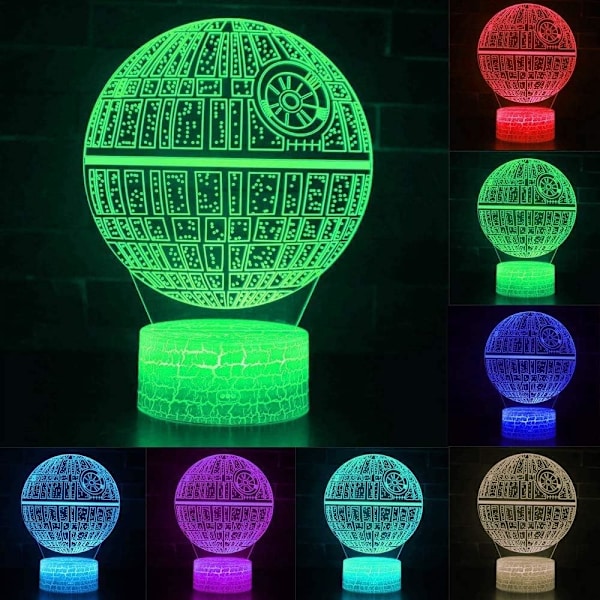 WJ 3D Illusion Superhelt Nattlys Fire Mønster 16 Farge Endring Dekor Lampe Skrivebord Bord Nattlys Lampe for Barn Star Wars Combo Pack-B