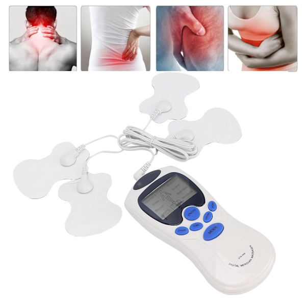 Muskelstimulator Bærbar Mini Elektronisk Pulsmassager EMS-maskine med 4 puder EU-stik 100-240V