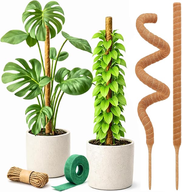 2-pack 28 tum böjbara kokosfiber-mossstöd, växtstöd för klätterväxter inomhus