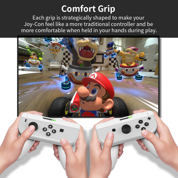 Bryter/Oled Venstre og Høyre Håndtak To i Én Grip, Joycon Liten Håndtak Avtakbar To Montering (Hvit)