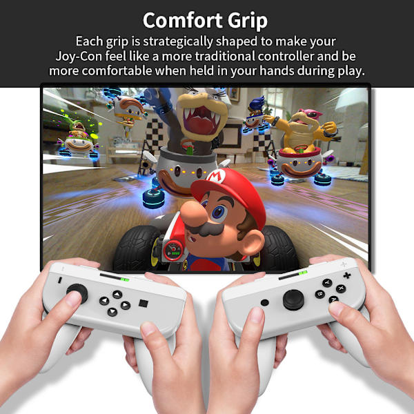 Switch/Oled vänster och höger handtag två i ett grepp, Joycon litet handtag avtagbart två enheter (vit)