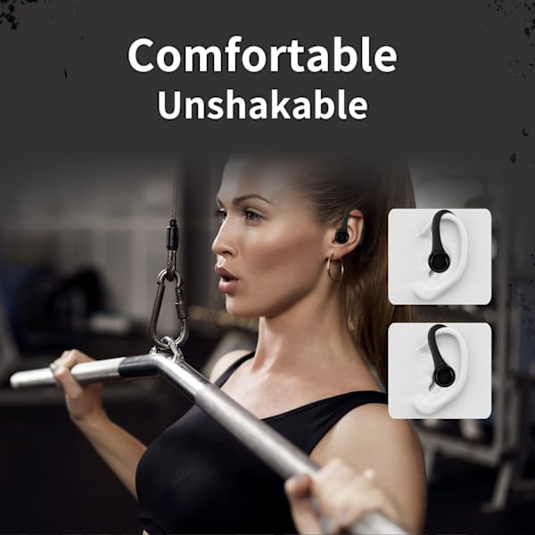 Bluetooth-kuulokkeet True Wireless -kuulokkeet korvakoukuilla IPX5-vedenpitävät kuulokkeet sisäänrakennetulla mikrofonilla urheiluun juoksuun harjoitteluun (musta)