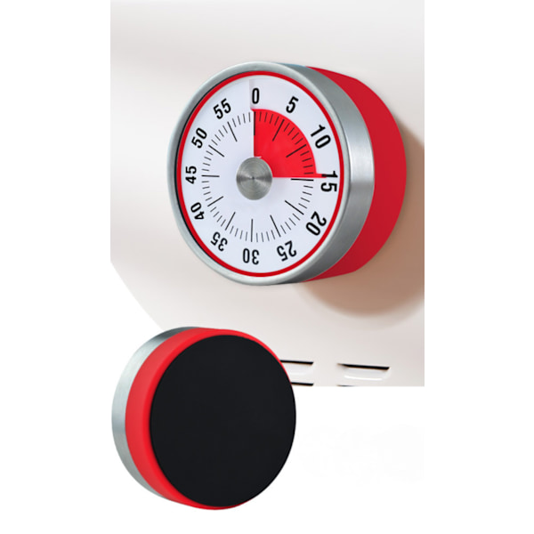 60 minutters rustfrit stål køkken magnetisk timer, tidsstyrings påmindelsesværktøj til madlavning, bagning og studier. (Rød)