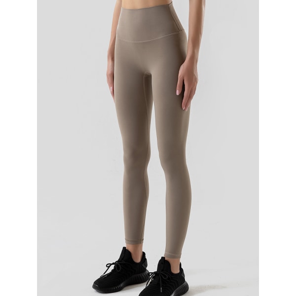 Leggings med hög midja för kvinnor - Smörmjuka byxor med printed på magen för träningsyoga (L)