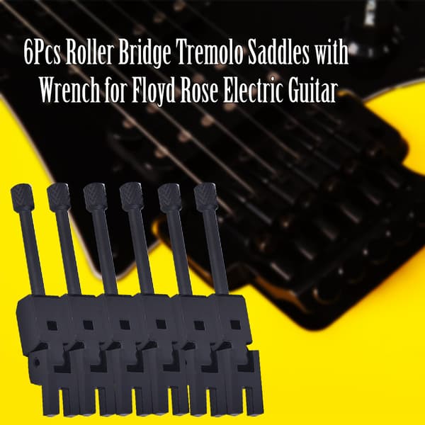 6 stk. Tremolo Bridge Saddles Reservedele til Elektrisk Guitar (Sort)