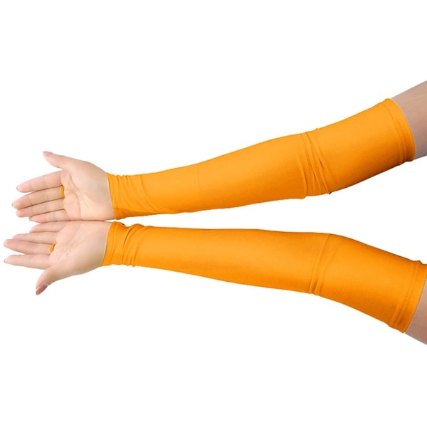 AVEKI Flickor Pojkar Vuxna Stretchy Spandex Fingerless Over Armbow Cosplay Catsuit Opera Långa handskar, orange