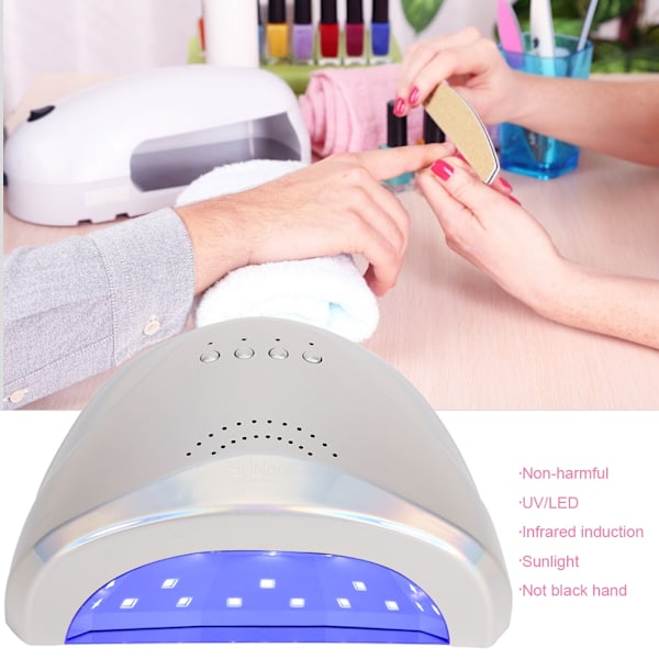 Professionel 48W neglelampe LED-lampe tørrer gel polish hærdende manicure værktøj (sølv)