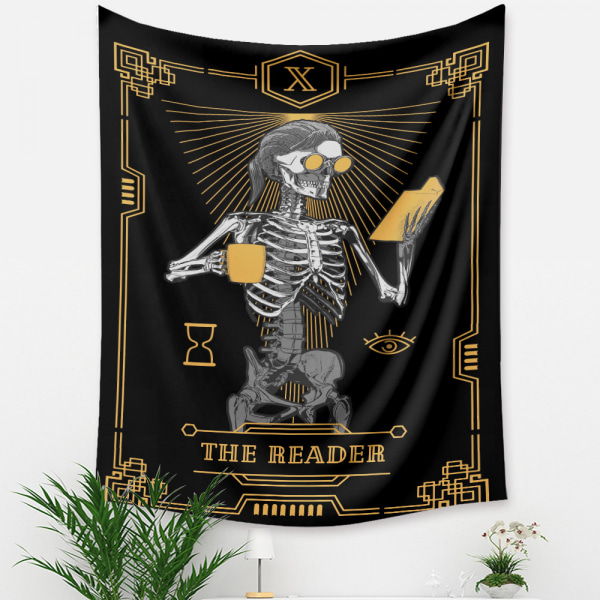 Wekity Skalle Tarot Gobeläng Estetisk Konst Hembakgrund Tyg Prydnad Present Pool Gobeläng Vardagsrum Sovrum Prydnad (READER, 59 X 79 tum)