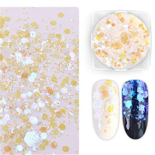 Glitter-pyöreä koriste sekoitettu väri DIY kynsi taide tarrat helmet 04