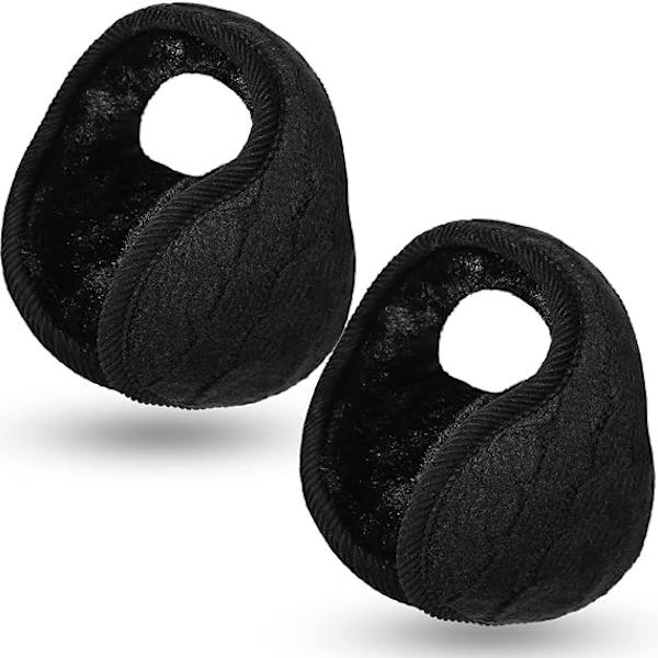 2 Par Foldbare Ørevarmere Justerbare Strikket Ørevarmere med Fuzzy Fleece Foring Unisex Pelsagtig Vinter Ørevarmere, 02
