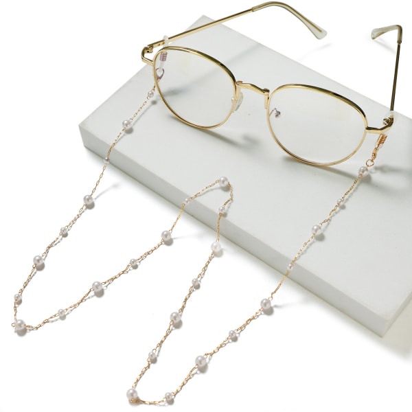 3st Pärlglasögonkedja, solglasögonrem, Halsband för glasögonhållare, glasögonkedja för kvinnor (guld, silver, roséguld)