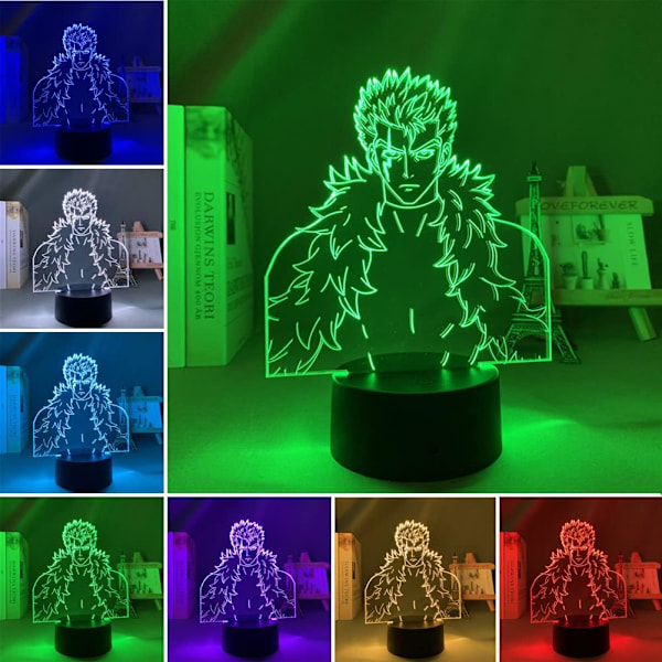 USB 7/16 Färg Fjärrkontroll Touch Switch Manga Fairy Tail Laxus Dreyar 3D Anime Nattlampa Led Illusion Lamp Sovrumsdekor LED-lampor Rumsskrivbordslampa Goblins svans