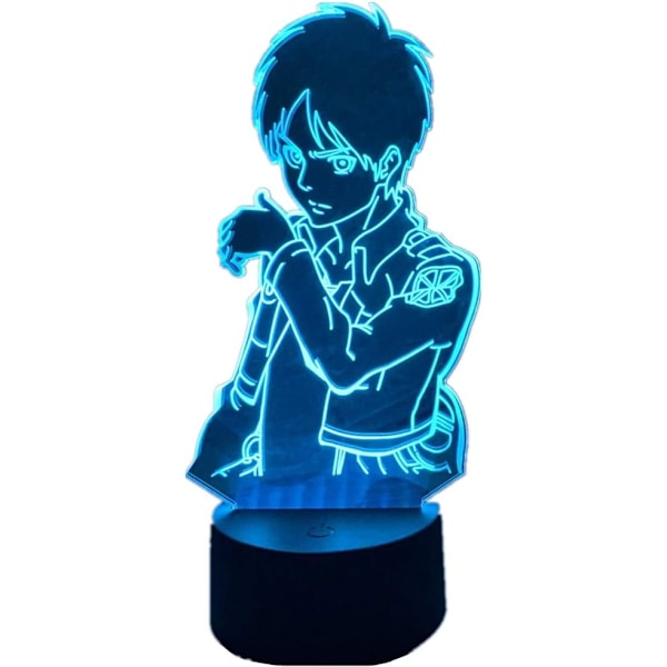 Akryl 3D-lampa Eren Yeager Figur Heminredning Nattlampa Touch Switch USB Batteridriven Barn Barn Sovrum Led Nattljus Present