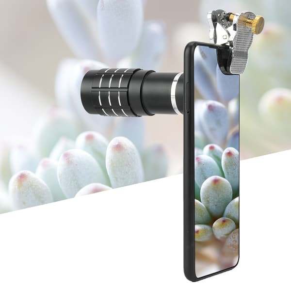 Bærbart 12x teleskop med telefonclips stativsæt sort Minimum fokusafstand 300 cm