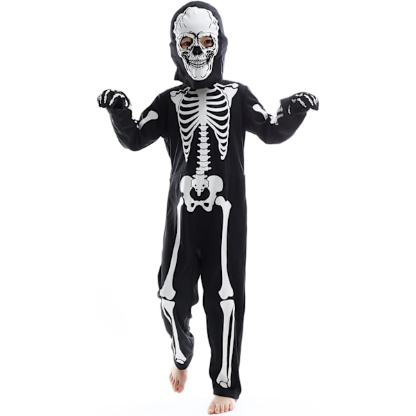 Børneskelet Kostume Gløder i Mørket Skeletter Halloween Skelet Kostumer til Drenge og Piger 12-13years