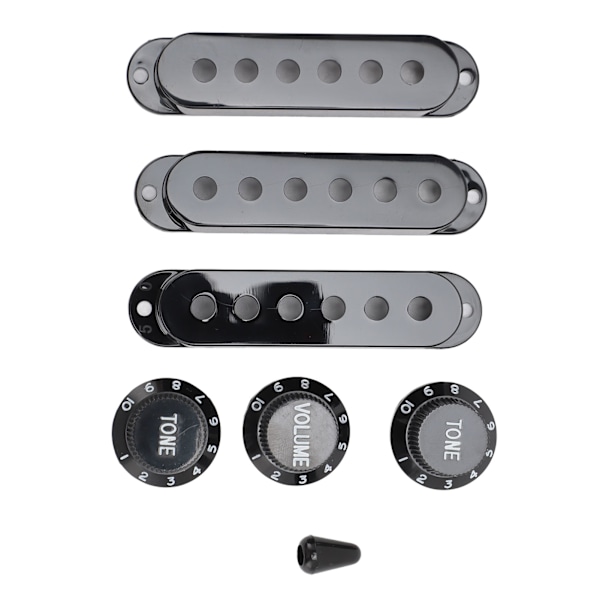 Gitarr pickup-kåpa ratt set 6 hål enkel spole 2 ton 1 volym switch spets ersättningsdelar för Fender svart